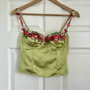 Princess Polly Green Floral Corset Top
